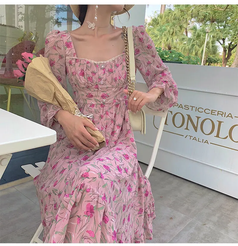 Fashion Custom Lady Chiffon Ruffle Maxi Dress OEM/ODM Vestidos Women Elegant Summer Casual Dresses