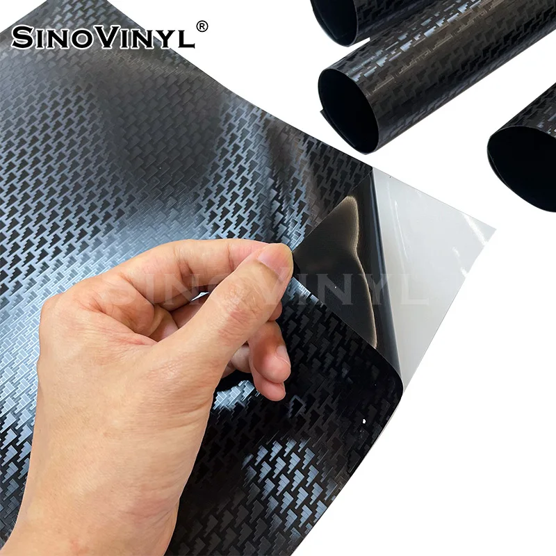 Newest Air Free Black 3D Mechanical Car Wrap Carbon Fiber Vinyl Film