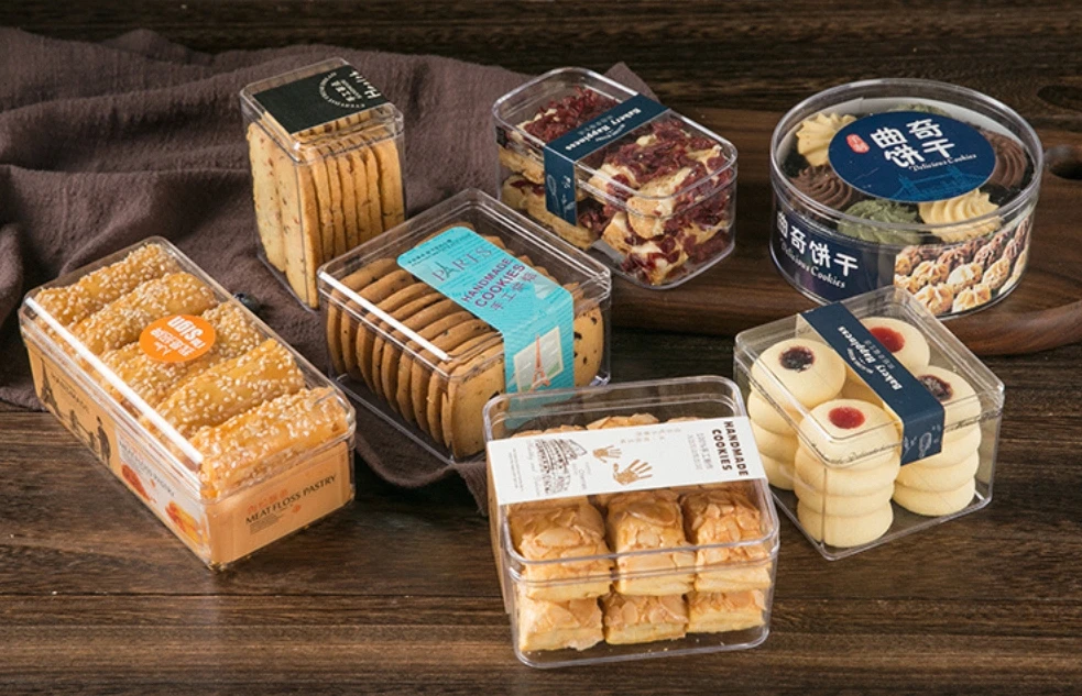 Wholesale plastic transparent food storage clear round  container for Biscuits cookie cake desserts packaging