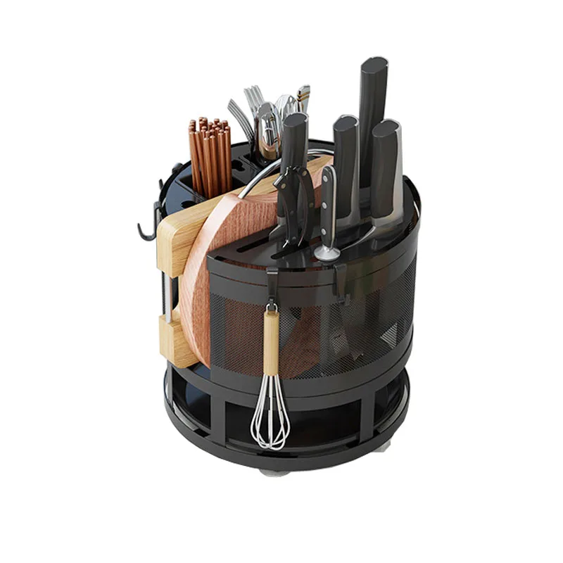 High Quality Carbon Steel Kitchen Knife Storage Organizer Rotating Knife Block Holder Rack