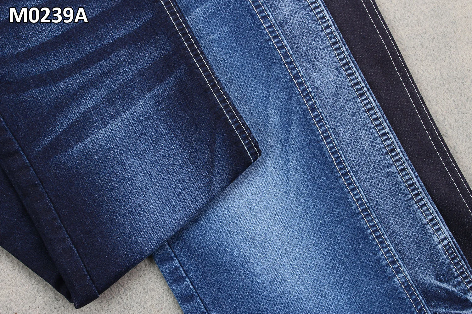 10 Ounce Double Layers Knitting Similar Denim Fabric With Dual-Core Yarn Indigo Blue