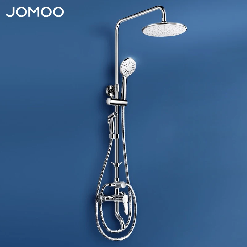JOMOO 3 In 1 High Pressure Silica Gel Rainfall Shower Set One-Button Stop Shower Mixer With Integrated jet spray