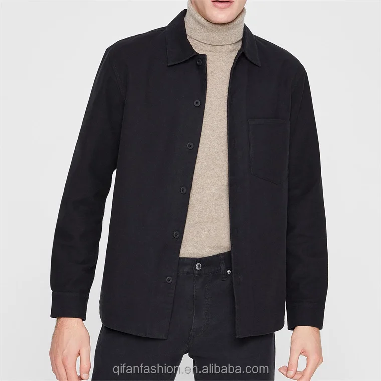 Custom heavy twill canvas overshirt moleskin shirt jacket for men