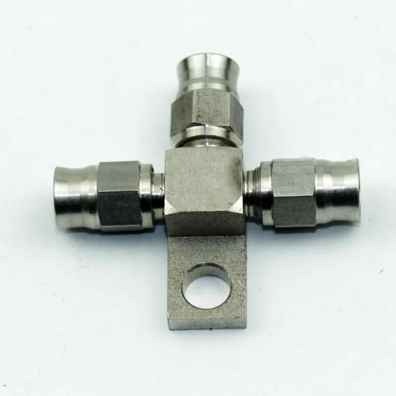 3 way SUS AN3 3AN Female T block Splits ptfe Brake hose Fitting with Mount Tab
