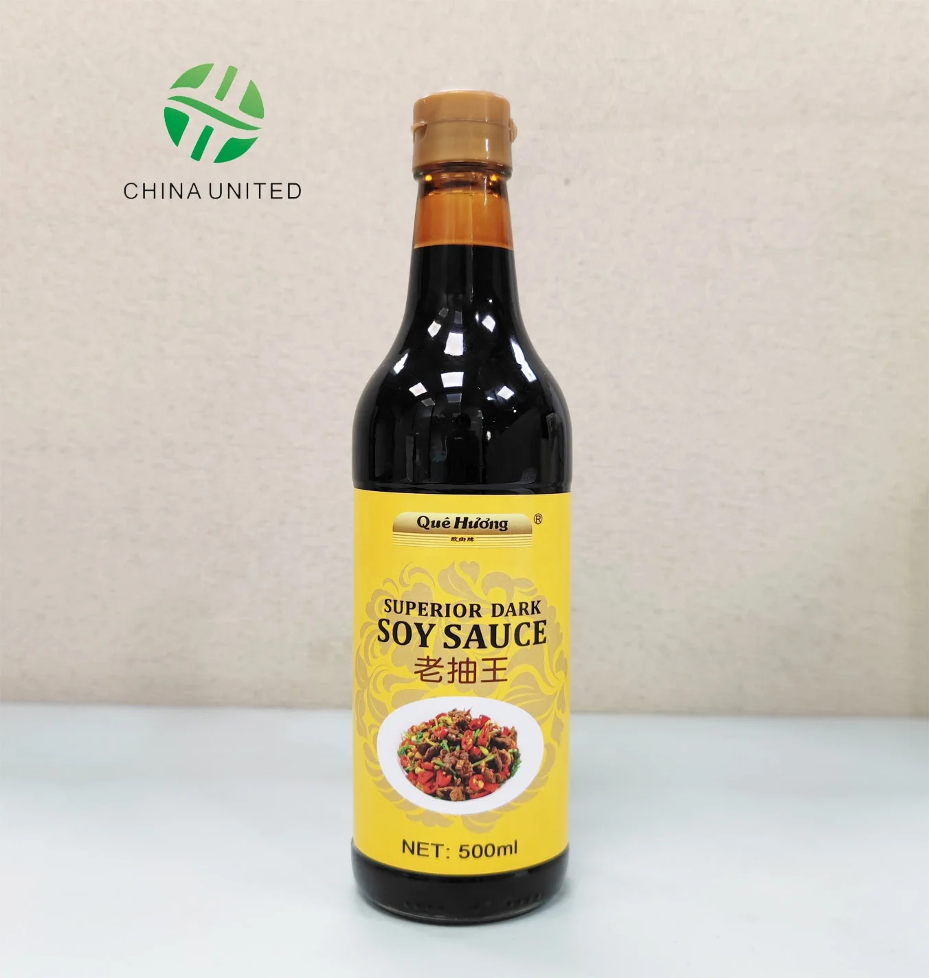 500ml QUE HUONG Superior Natural Fermented  Dark Soy Sauce Bulk Wholesale Factory Glass Bottle Chinese Cooking Recipes