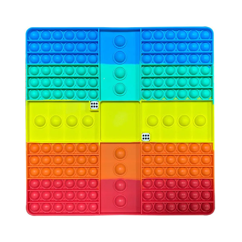 Big Game Fidget Toy Rainbow Chess Board Push Bubble Popper Fidget Sensory Toys for Parent-Child Time Interactive Game Toy