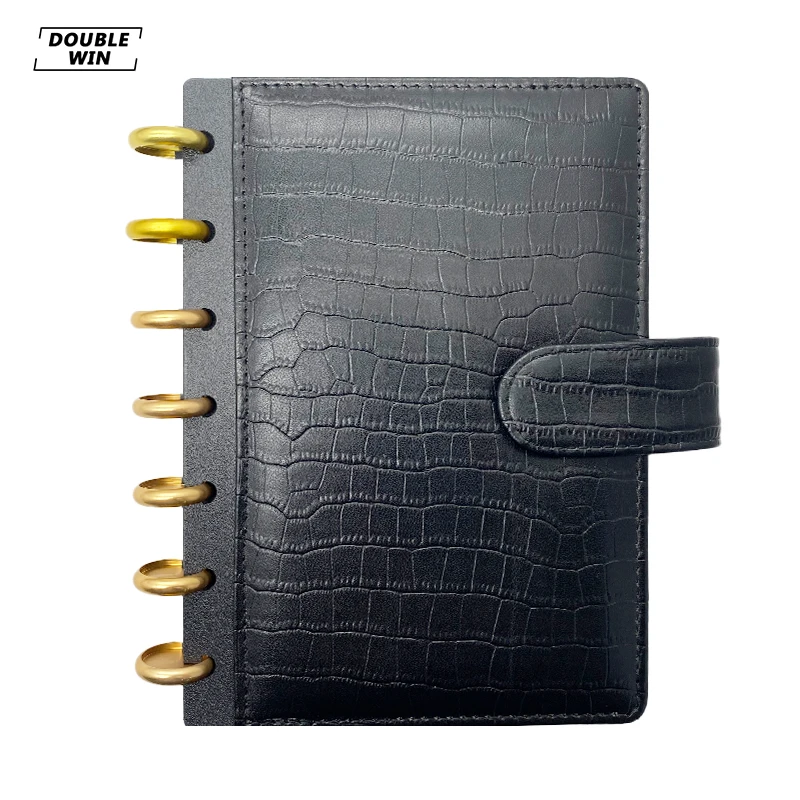 Custom  Pu PP Crocodile Leather Disc Binding Bound Cover Discbound Planner