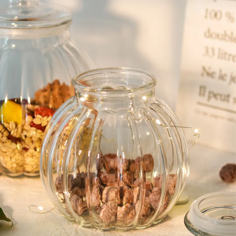 Pumpkin Shape Honey Jam Bottle Glass Jam Jar Food Storage Preserve Honey Glass Jar Fridge Air tight Glass Storage Jar