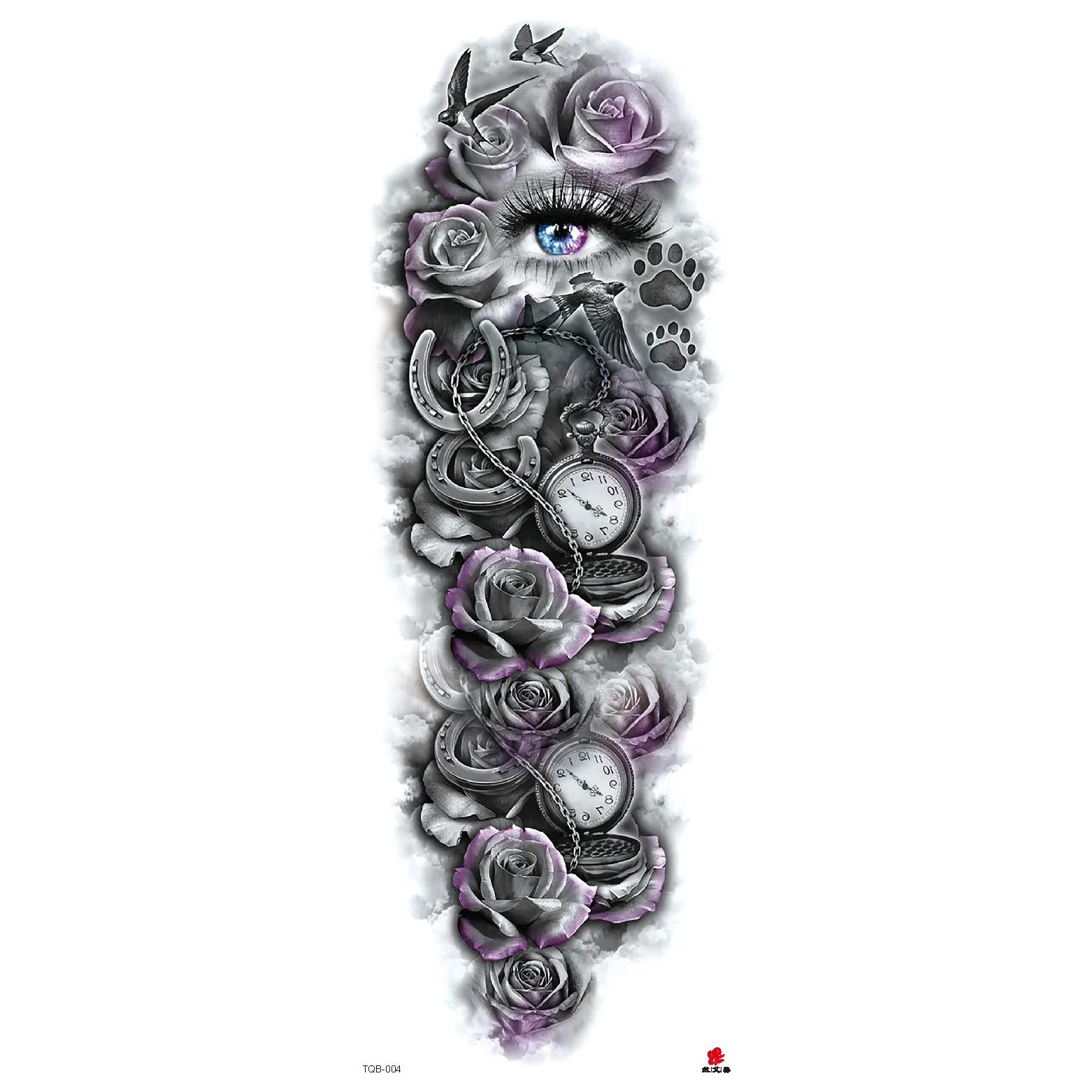 480*170mm Realistic lion body tattoos military warrior scary skull rose arm temporary full sleeve tattoo