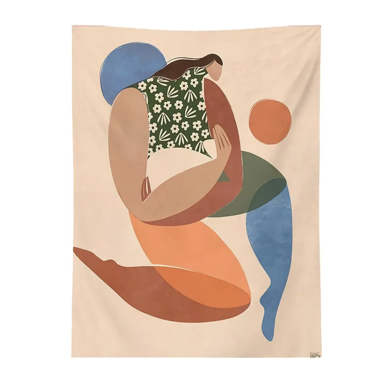 Customizable Nordic geometric abstract yoga leisure beach background cloth hang tapestry wall decoration poster hanging painting