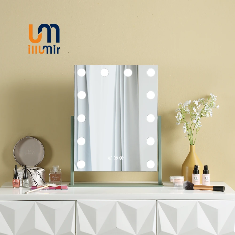 Desktop Mirror 14 LED Bulbs Lights High Quality Mode Adjustable Touch Screen Hollywood Dressing Makeup Mirror