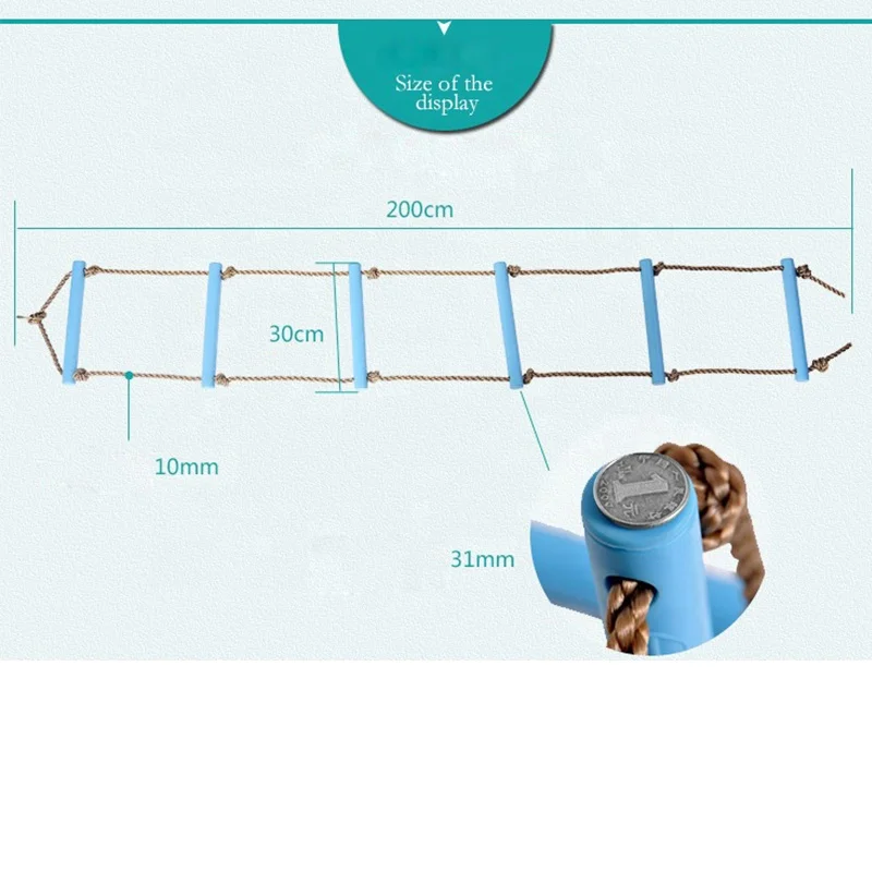  Playground Swingset Climbing Rope Kids Wooden Swing Hanging Ladders for Tree House Play Set