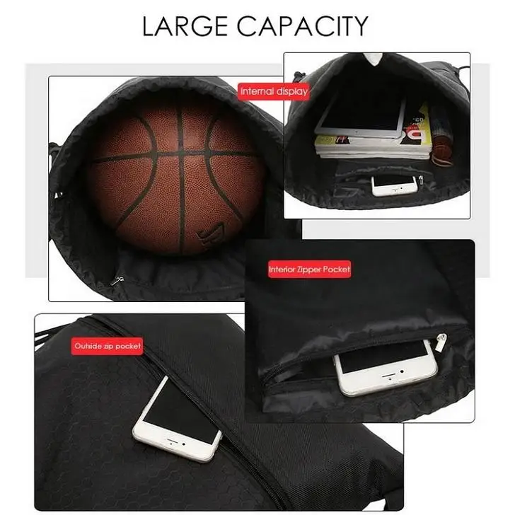 Oem Drawstring Backpack Mochila Escolar Zipper Pocket Light Bagpack Casual Sports Knapsack Oxford Waterproof Bag Draw String Bag