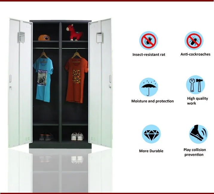 China Wholesale Easy Assembly Steel Iron Almirah Metal Locker Cheap Closet Wardrobe With Mirror