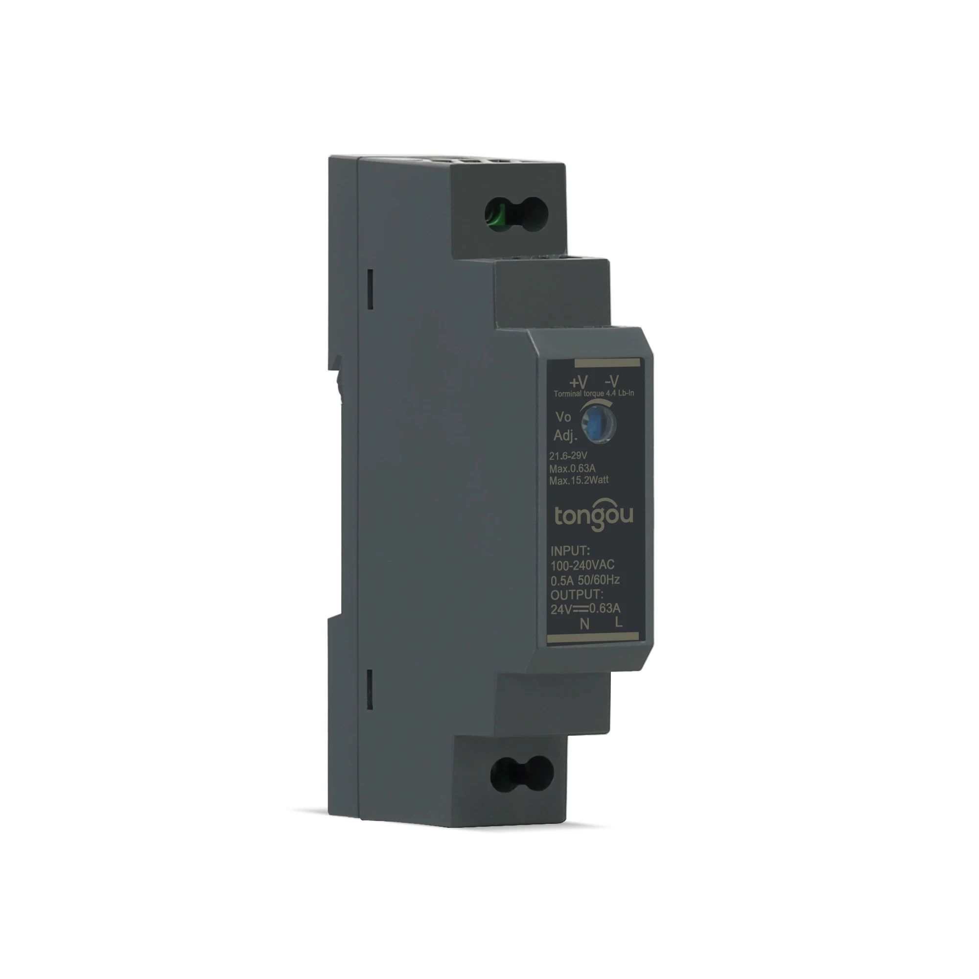 15W 5V 12V 24V 48V 85-264VAC-120-370VDC Single output DIN rail power supply TONGOU