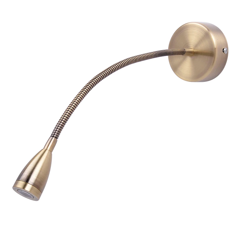 European lamp Wall Mounted Flexible Gooseneck Led Reading Lamp Bedroom Bedside Wall Light Switch Reading Lamp 3w/3000k/Bronze