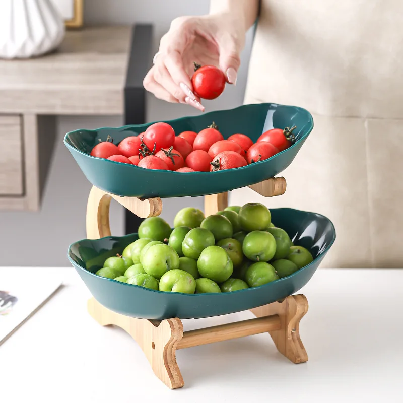 Best-selling fruit plate home living room plastic double three-layer dessert candy dried snacks nuts plate