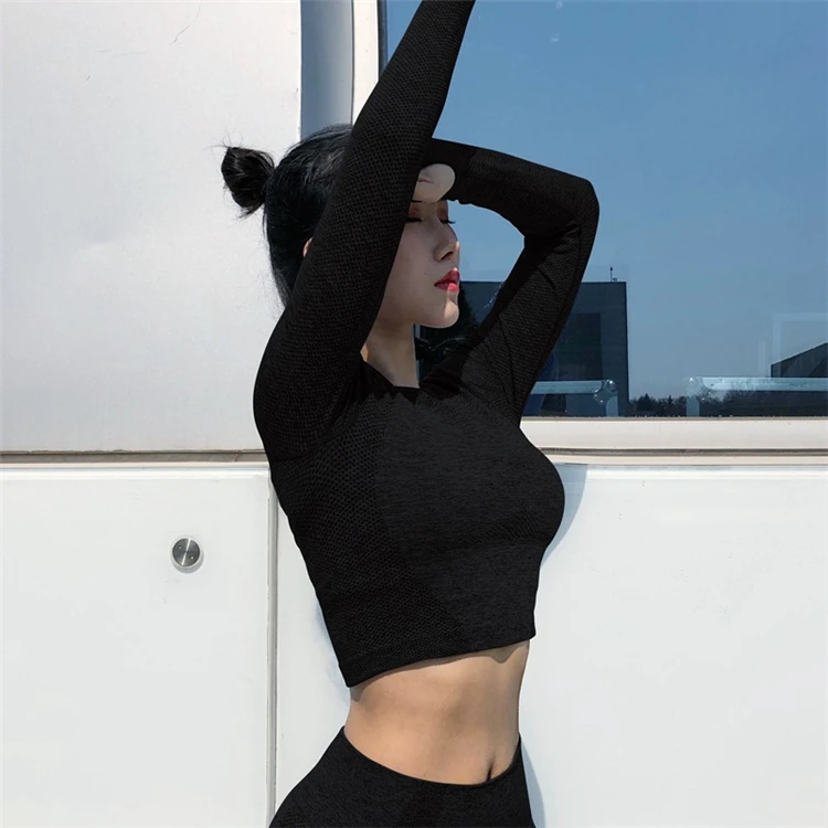 2021 New Arrival Workout Fitness Gym Wear Clothing Women Elastic Sports Tops Wholesale Solid Yoga Tops