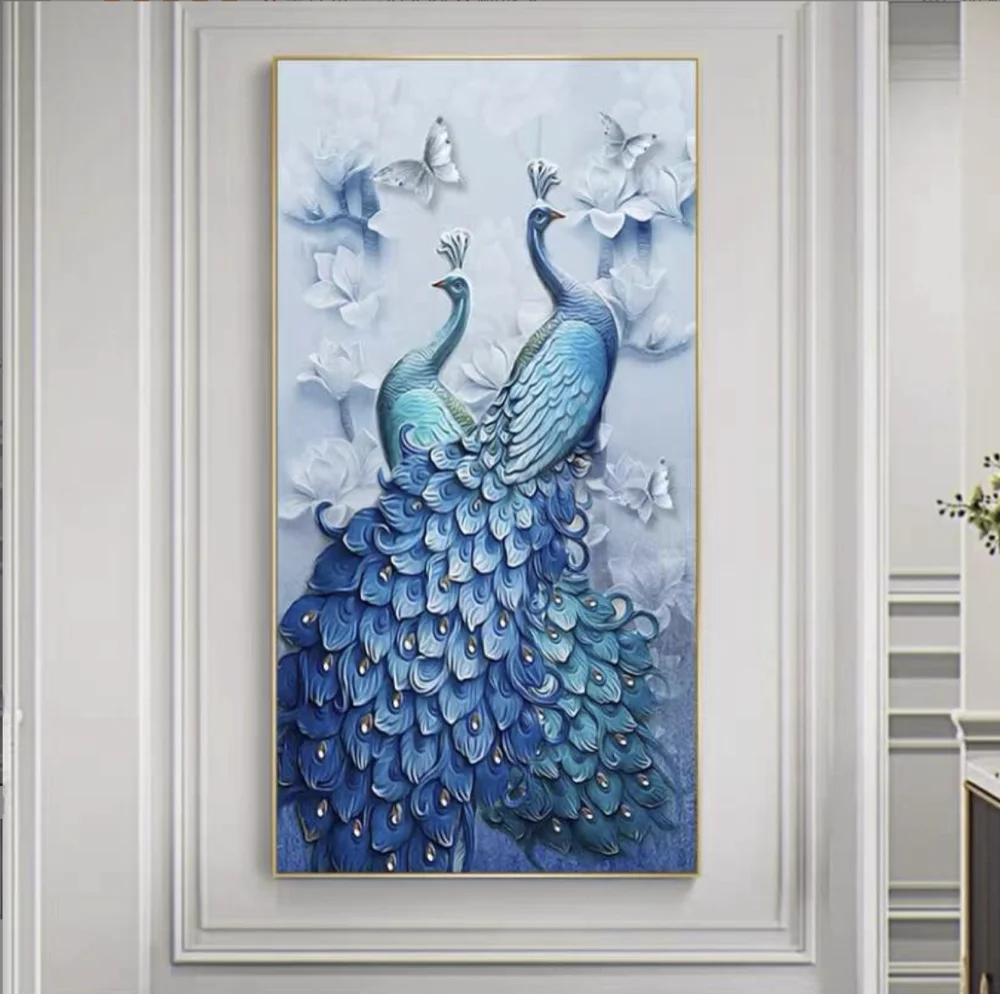 Factory direct selling porch painting high-grade peacock diamond hanging painting
