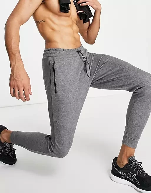  Fashion Casual Slim Men Joggers Sweatpants Stacked Pants With Side