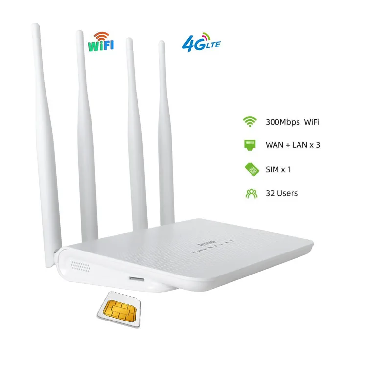 TUOSHI EUROPE Unlocked 300Mbps CAT 4 Antenna RJ45 WAN LAN Ethernet Back up LTE FDD TDD wireless Wifi CPE 3G 4g sim card router
