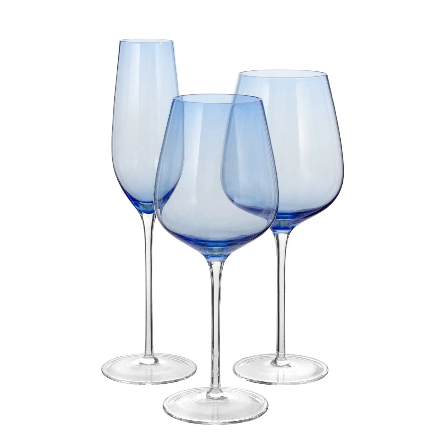 Custom crystal glassware Champagne goblet glass blue colored White red wine glasses set