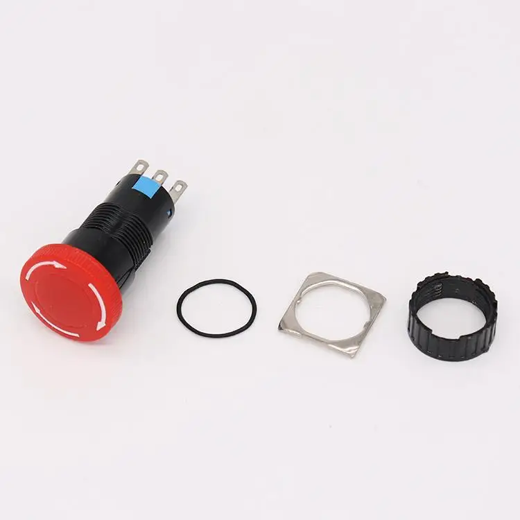 
LA16-16Y-11ZS/R 16MM High Quality Lock Rotation Release Emergency Stop Push Button Switch 