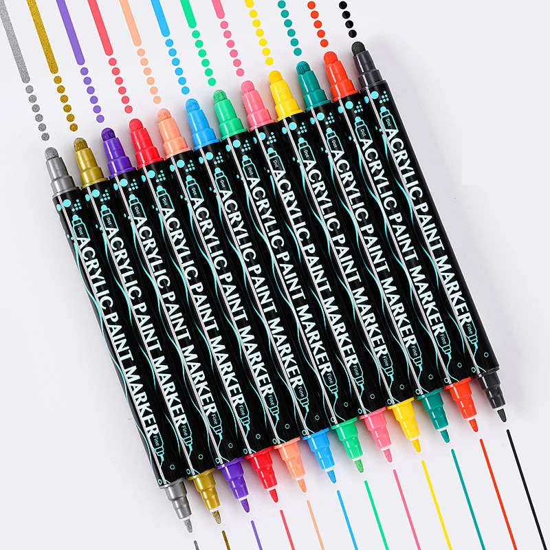 12olors Dual Tip Acrylic Paint  Marker Pens
