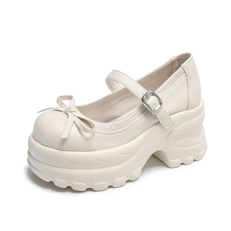 2024 autumn new silver bow platform high heels Mary Jane Academy style network red light mouth fashion single shoes