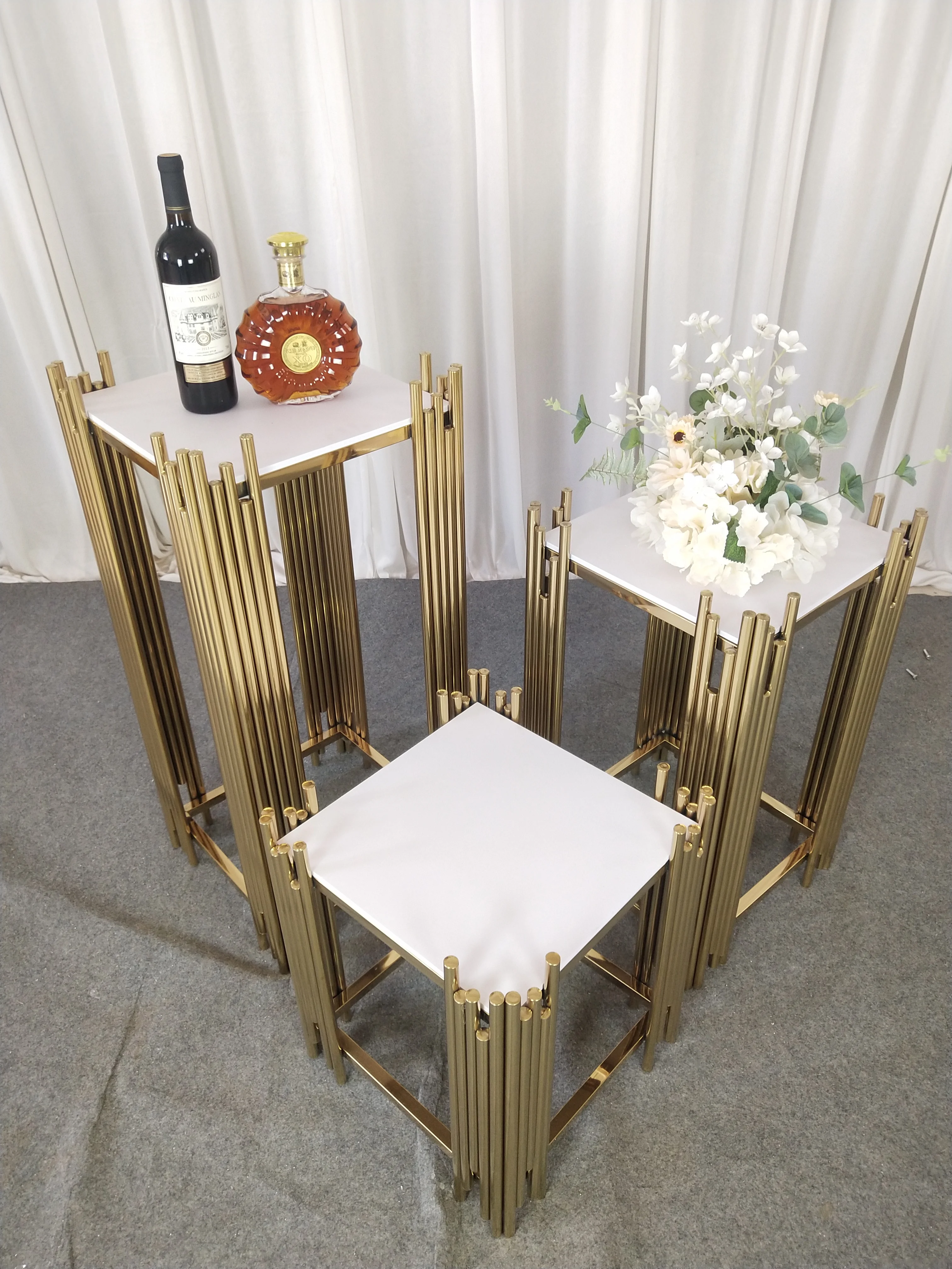 hexagonal shape stand Wedding Backdrop Design Stainless Steel Gold Arch Backdrop Party Frame 230118