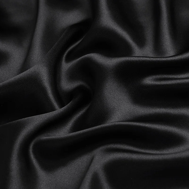 19mm silk charmeuse 114cm wide NO.03 black color for dress, sleepwear, pajamas, shirts, pillowcases