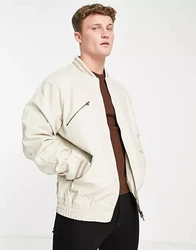 Throw-on appeal Baseball collar Zip fastening Raglan sleeves  faux leather bomber jacket