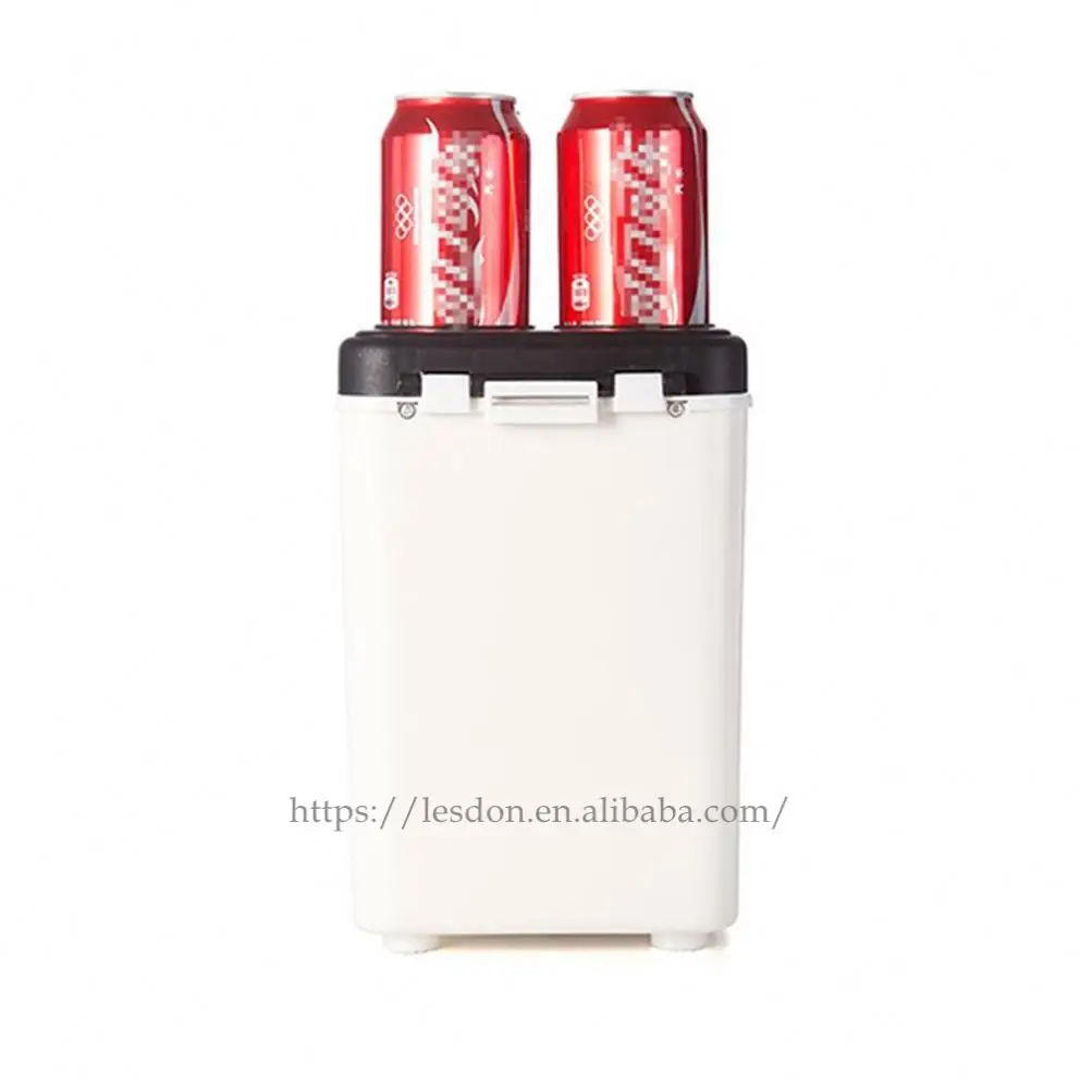 12V multi-function travel refrigerator with 4 beverage hole boxes car electric refrigerator mini 6L car refrigerator