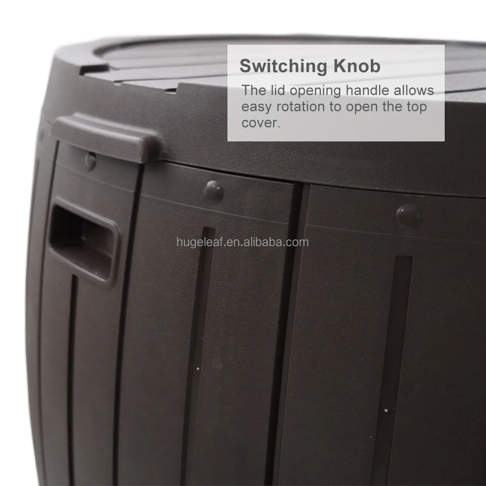 Garden Round Deck Box Double Thickened Backyard Storage Bin Outdoor Waterproof Plastic Storage Box
