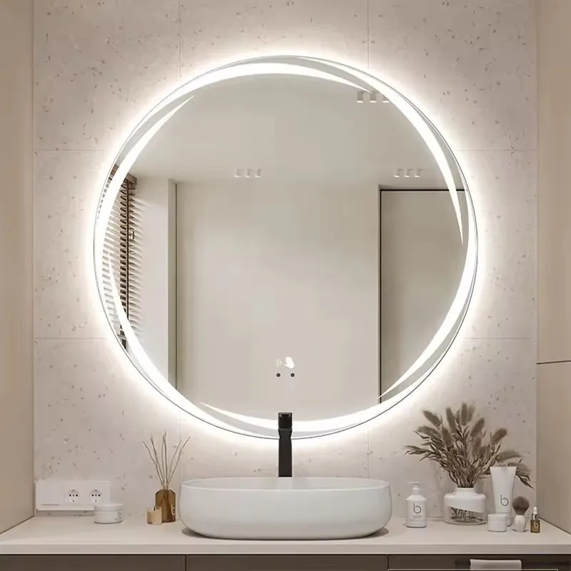 Classic Frameless round Bathroom Modern Multi-Function Color Rendering Backlight Intelligent Operation Accurate