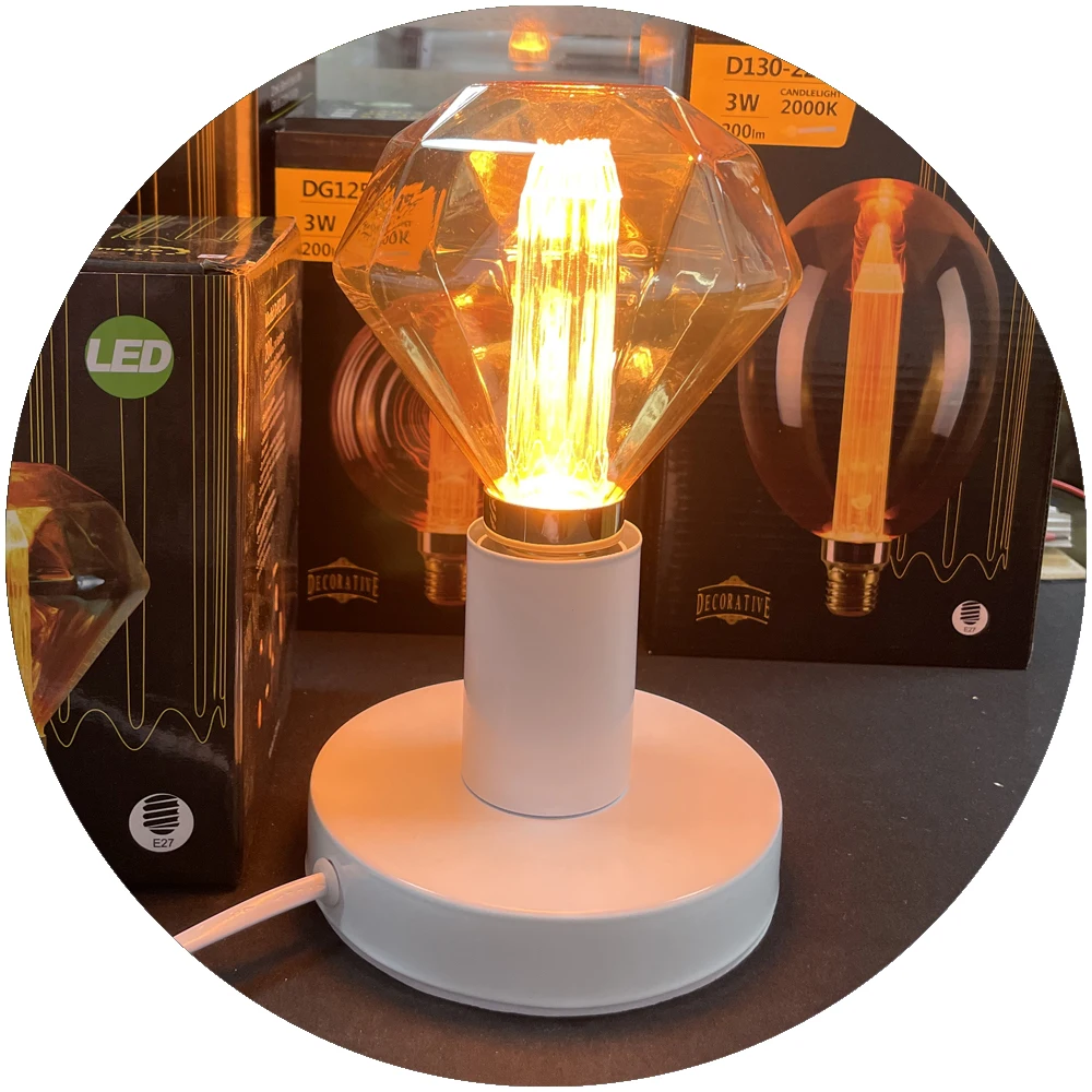 filament 2000k 200lm warm white diamond shape decoration vintage home edison lamp e27 3w gold color light bulb led light