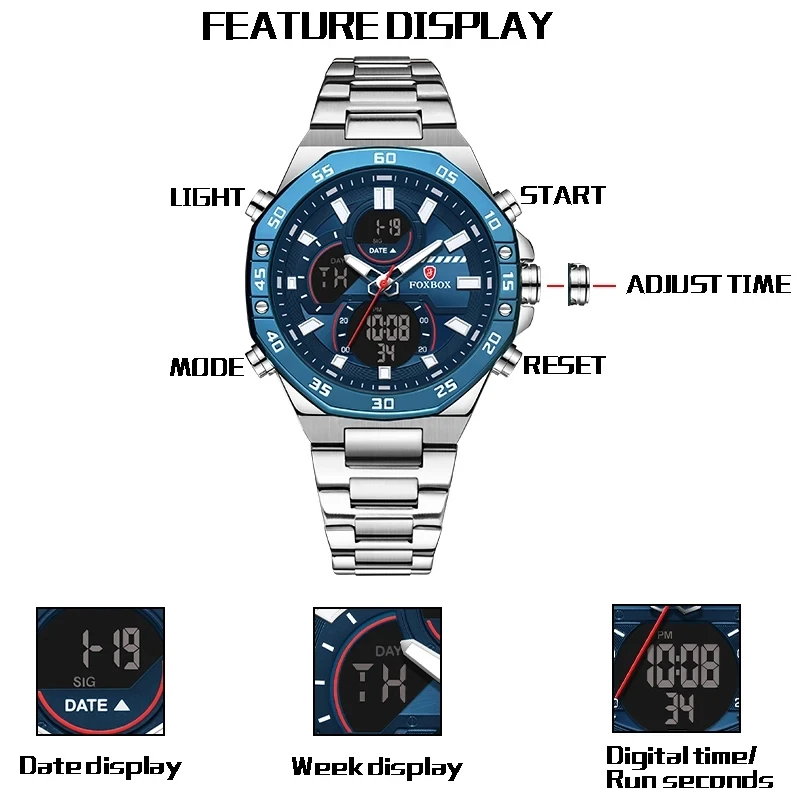 LIGE New Fashion Dual Display Watch For Men Casual Sports Chronograph Wristwatch Alarm clock Top Brand Luxury Quartz Man Watches