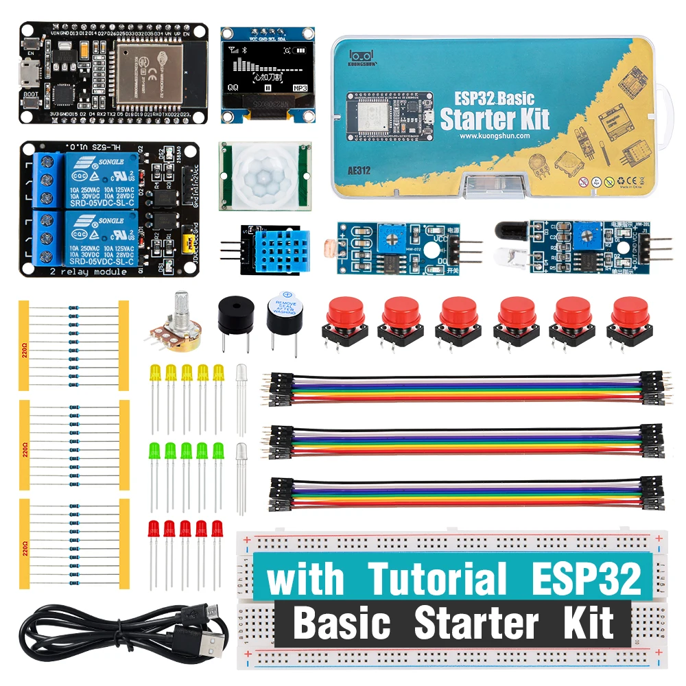KUONGSHUN Basic Starter Kit for ESP32 ESP-32S WIFI I OT Development Board Learning Kit Other Educational Toy for Arduino