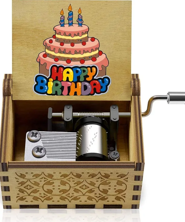 Mini Size Good Price Wooden Happy Birthday Handheld Music Box