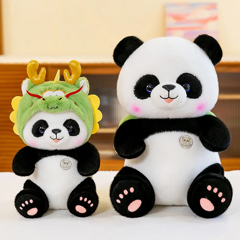 New Fuzzy Animal Plush Toy Removable Dragon Hat Panda Plush Toy Doll National Treasure Panda Plush Doll