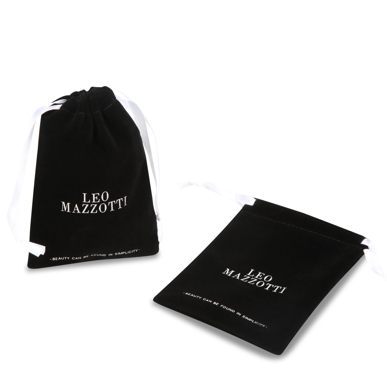 Customized Personalized black canvas cotton drawstring bag with double grosgrain satin ribbon jewelry pouch