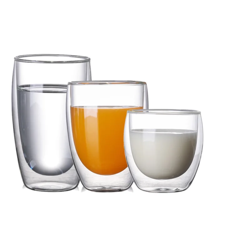 Wholesale high borosilicate heat-resistant glass cups with lid double insulation coffee cups insulation
