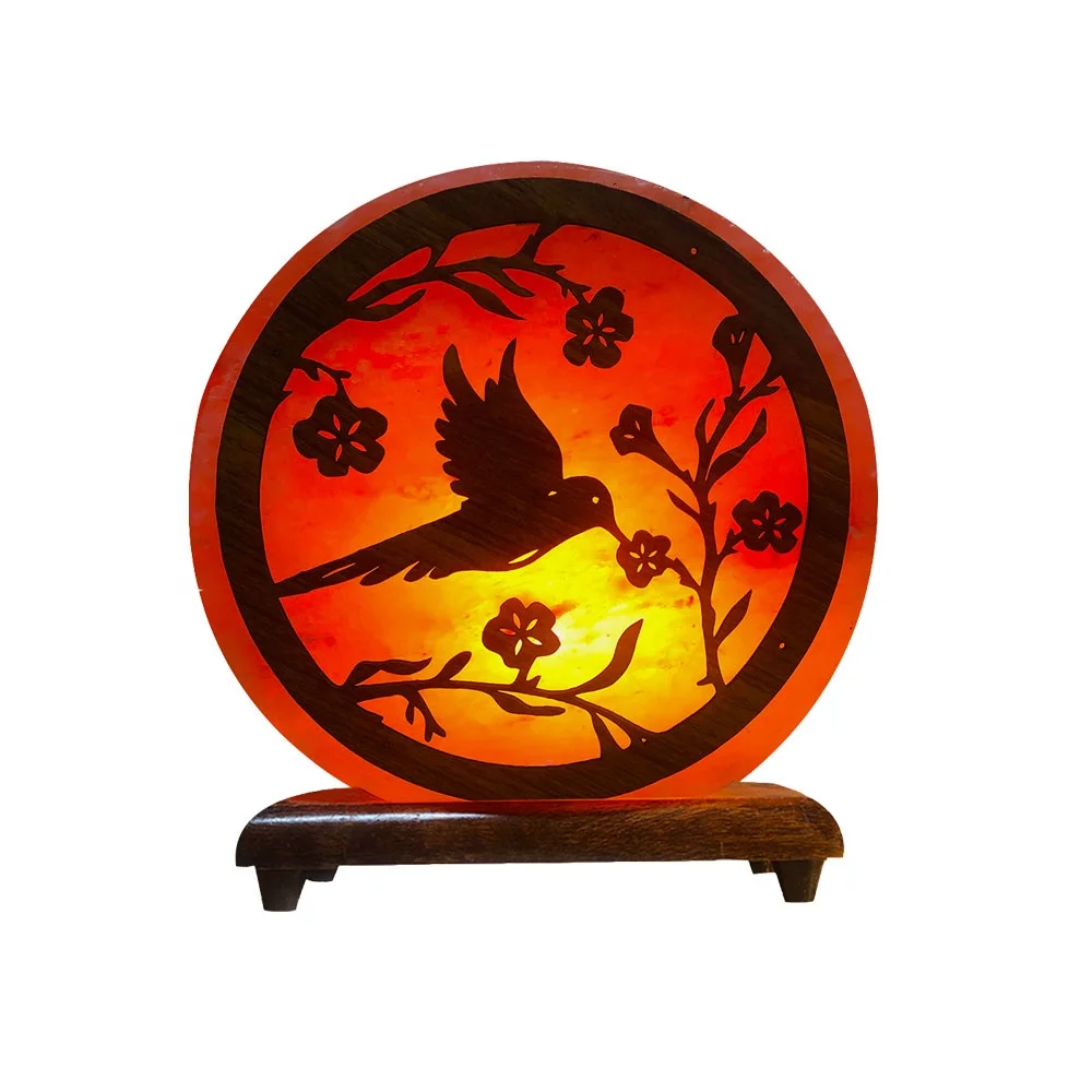 Himalayan 3D Carved Plate with Salt Lamp & Individual Packing Love Theme Feng Shui Style for Business Gifts Model SE-20377