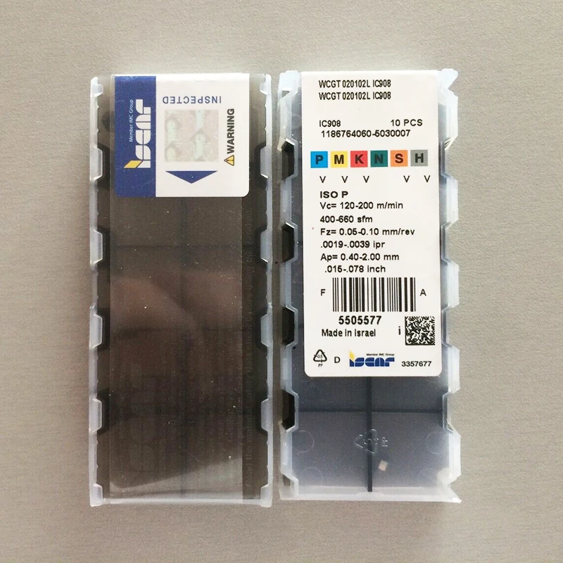 Iscar indexable carbide cnc insert WCGT020102L IC908