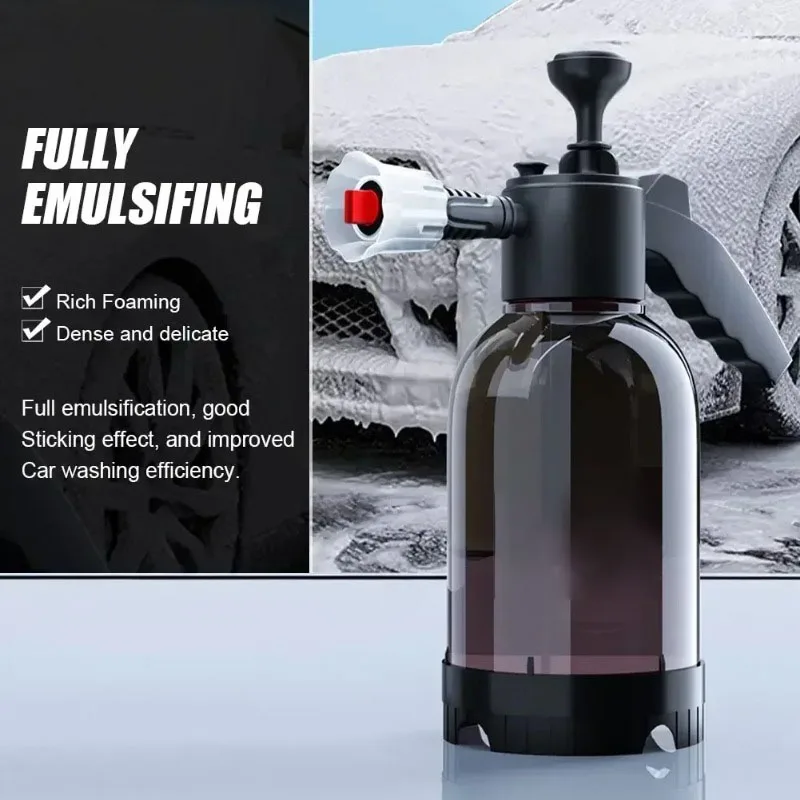 2L Hand Pump Foam Sprayer with 2 Types of Nozzle Hand Pneumatic Foam Cannon Snow Foam Car Wash Spray Bottle Car Window Cleaning