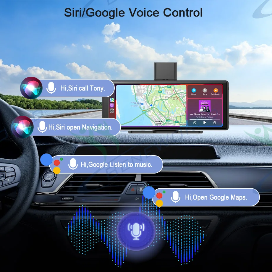 Лидер продаж 10 26 'ISO CE Certificate Carplay мультимедийный плеер Android автоматический экран с 4K DVR поворотом на 180