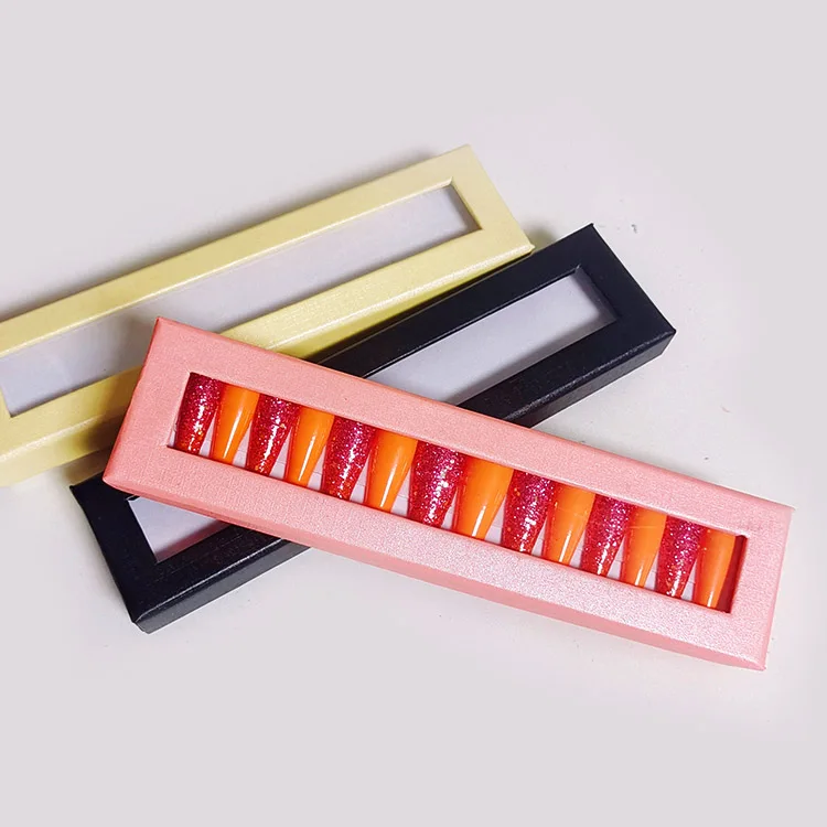 Customized cardboard press on nail packaging box fake nail packaging nails box with window