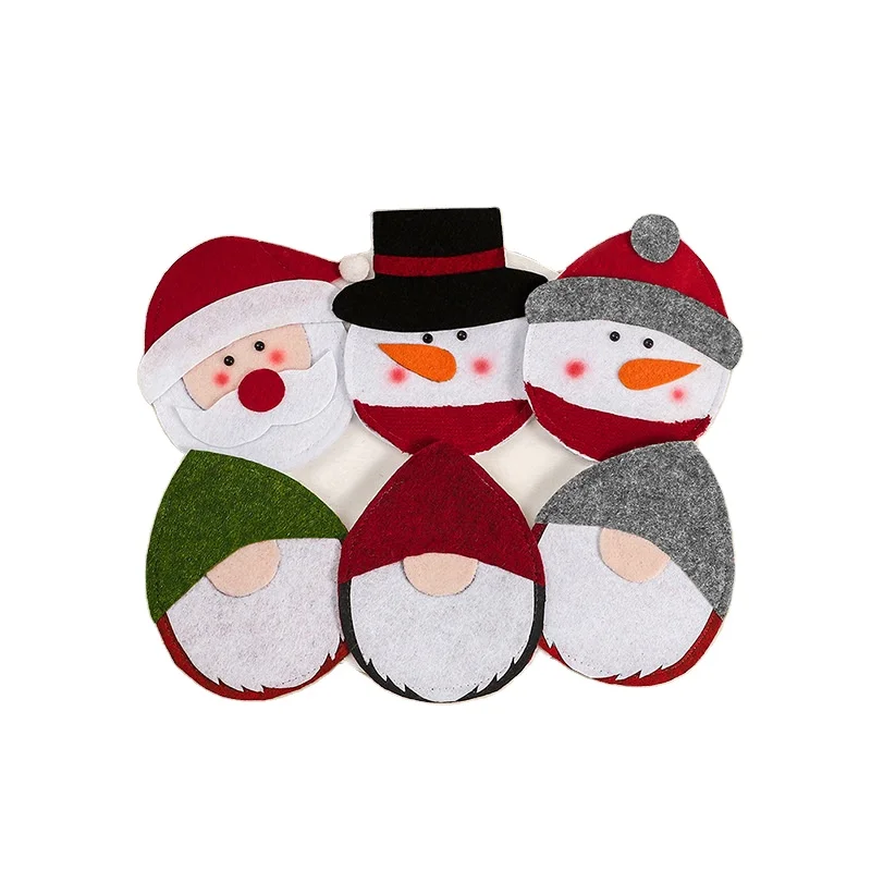 XD-391 Christmas Decorative Tableware Caps Cutlery Holder Knife Fork Set Spoon Pocket Bag