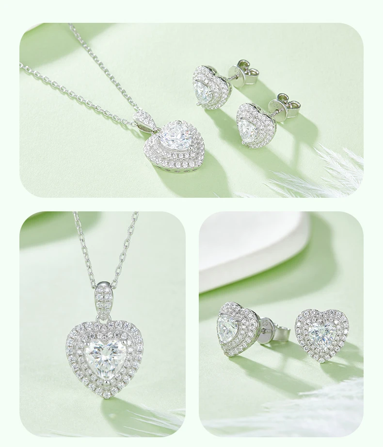 Korean Fashion High Quality Love Heart Shape White Gold Plated 925 Sterling Silver Moissanite 0.5Carat Stud Earrings for Wedding