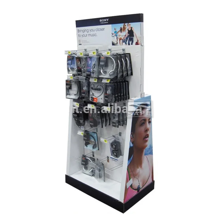 
Cardboard Phone Case Back Cover Products Advertising Hook Floor Display Stand For Mobile Phone Accessories 